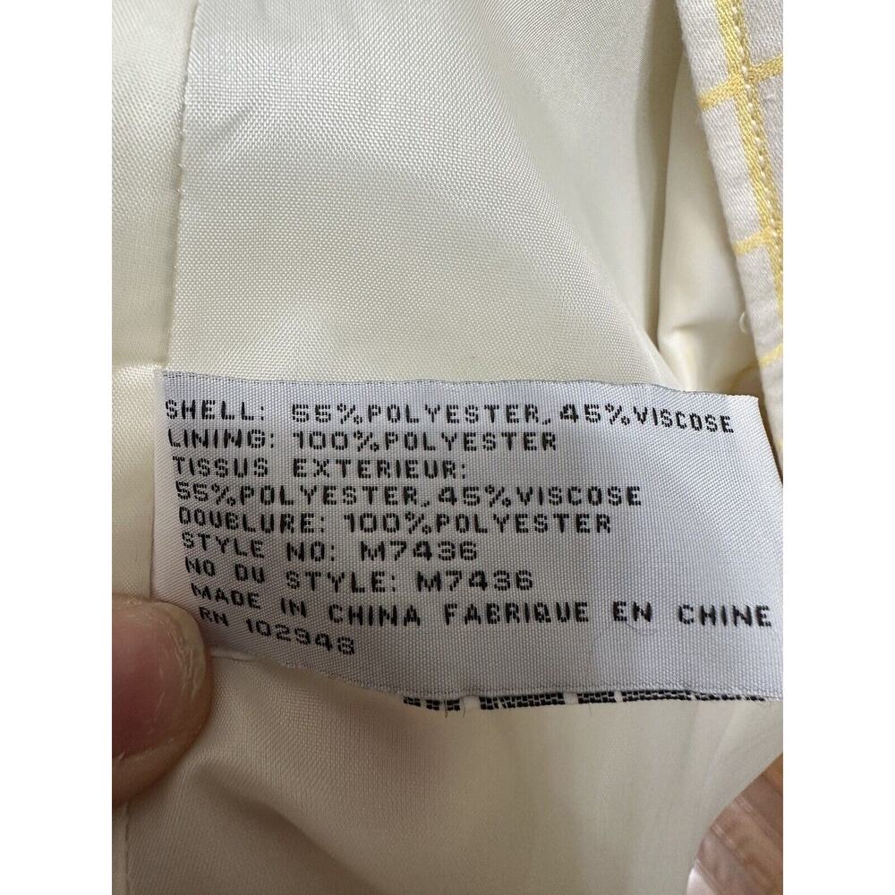 Tulle Yellow Stripe White Trench Coat Belted Waist Big Buttons Size Small - Picture 8 of 13